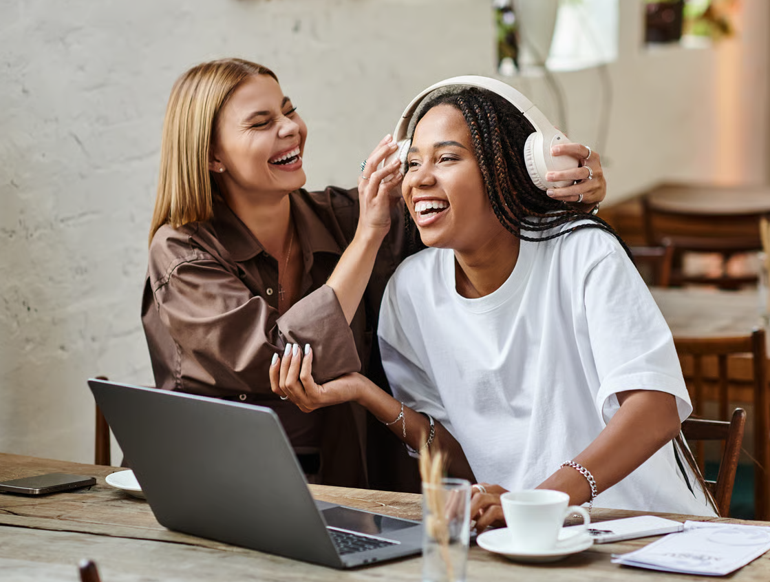 Person overjoyed, celebrating releasing their music as a real artist